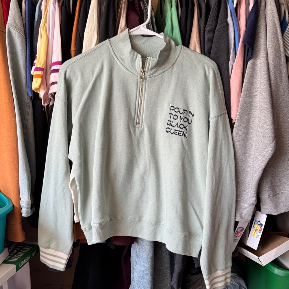 Mint Green Quarter-Zip Sweatshirt